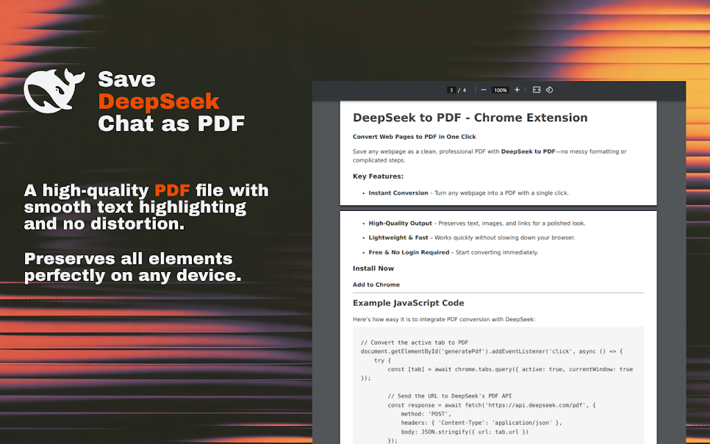 DeepSeek Export — Chrome extension screenshot